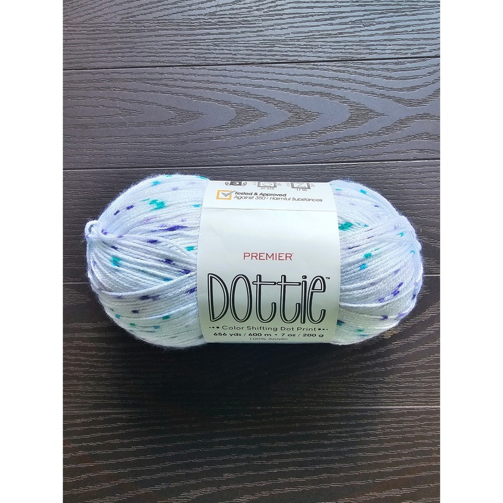 Premier Dottie Color Shifting Dot Print Yarn White Purple Teal 656 Yards 7oz
